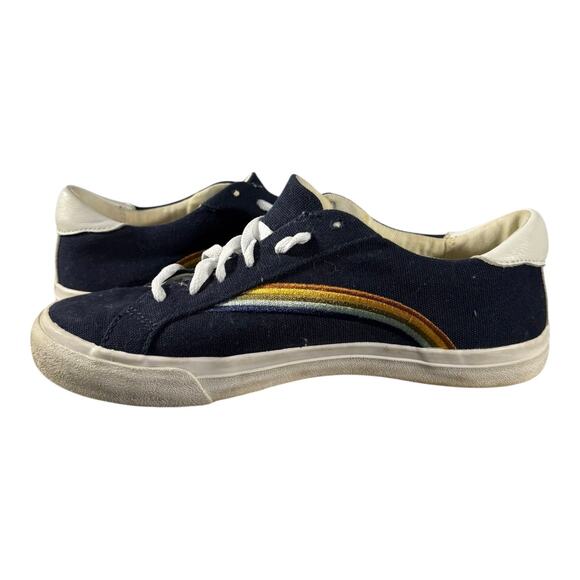 Madewell Sidewalk Low-Top Rainbow Embroidered Blue Canvas Sneaker Shoes Size 8 M - Picture 7 of 9